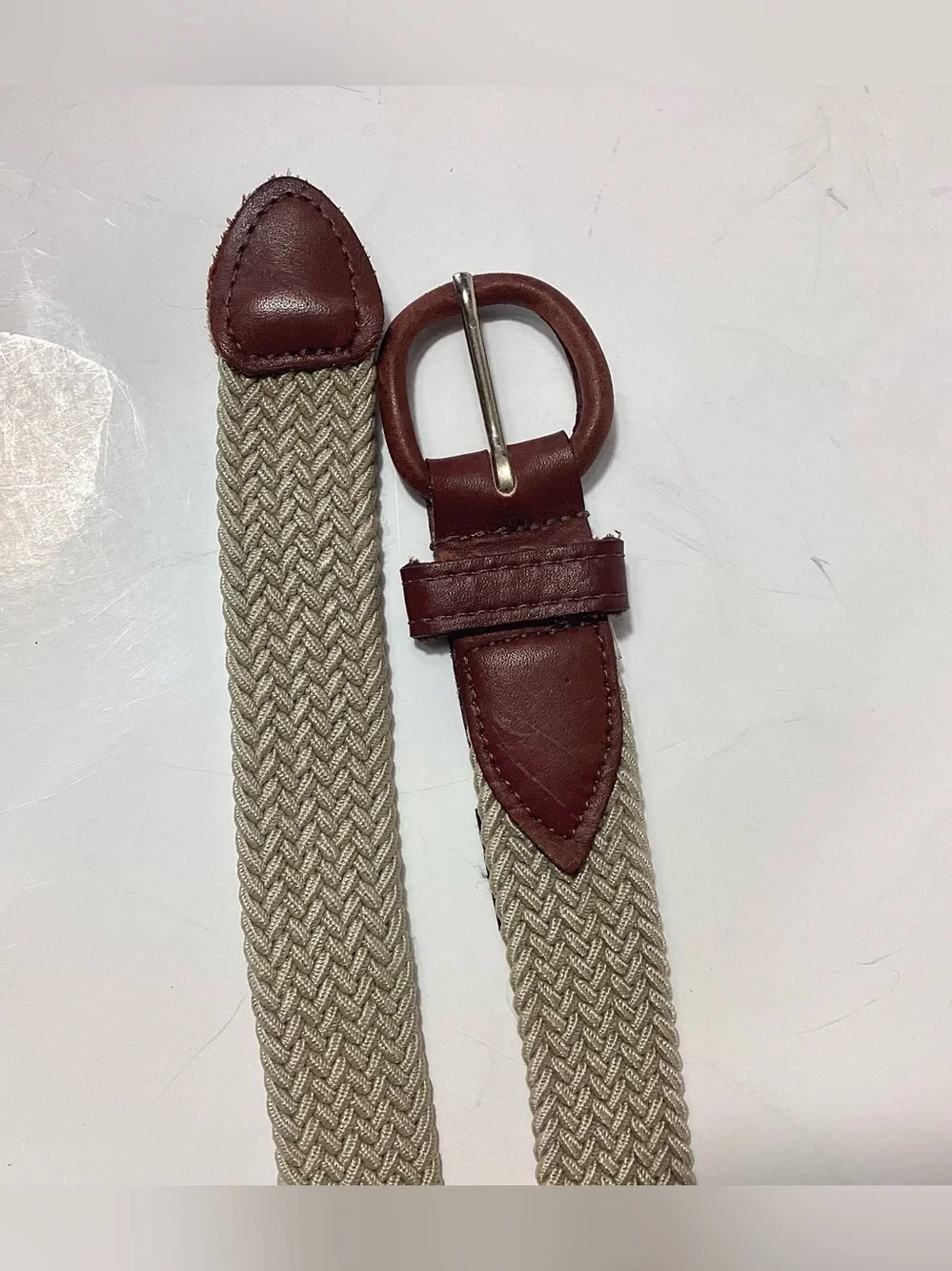 Thomas Bates Woven Webbed Leather Accent Belt Men’s M
